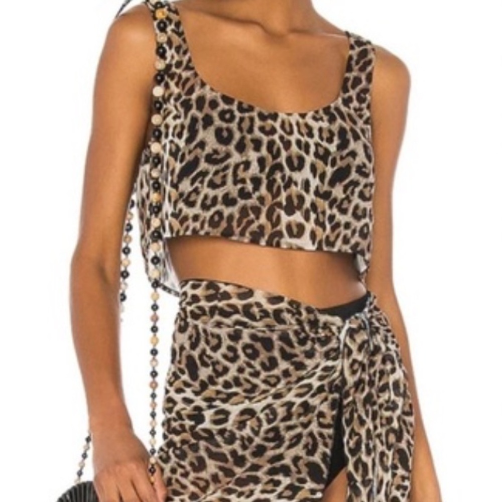 LPA Leopard Print Swim Coverup in Brown and Black